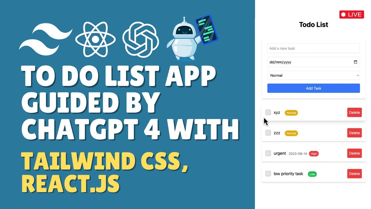 Crafting a To Do List App: Guided Tutorial with ChatGPT, React & Tailwind CSS!